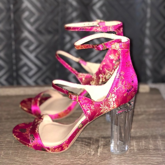 Shoes - Brand New Pink Floral Heels